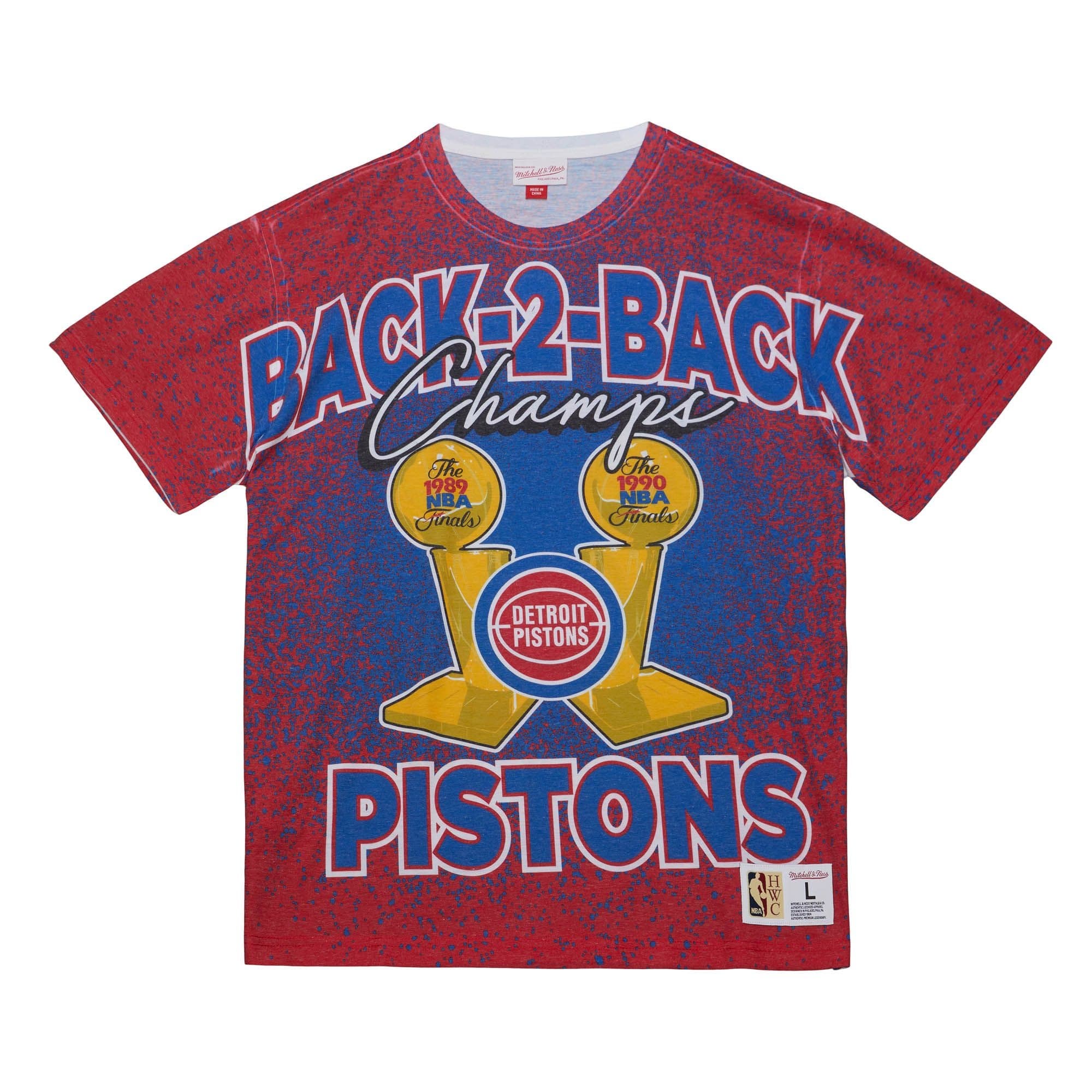 Mitchell Ness Champ City Sublimated SS Detroit Pistons T Shirt