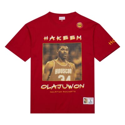 Mitchell-Ness-Heavyweight-Premium-Player-Vintage-Logo-Houston-Rockets-Hakeem-Olajuwon-T-Shirt
