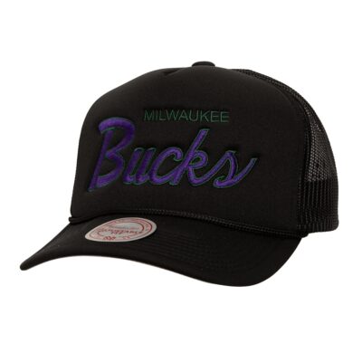Mitchell-Ness-Script-Trucker-HWC-Milwaukee-Bucks-Hat