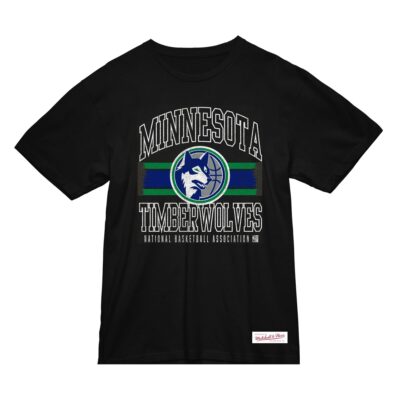 Mitchell & Ness Striped Logo Lockup Slub Tee Minnesota Timberwolves