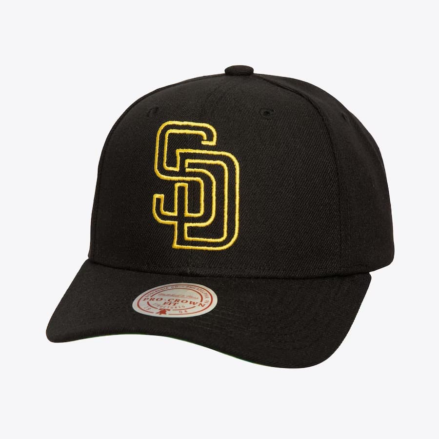 bejsbolka-mitchell-ness-black-san-diego-padres-neon-logo-pro-crown-snapback-hat