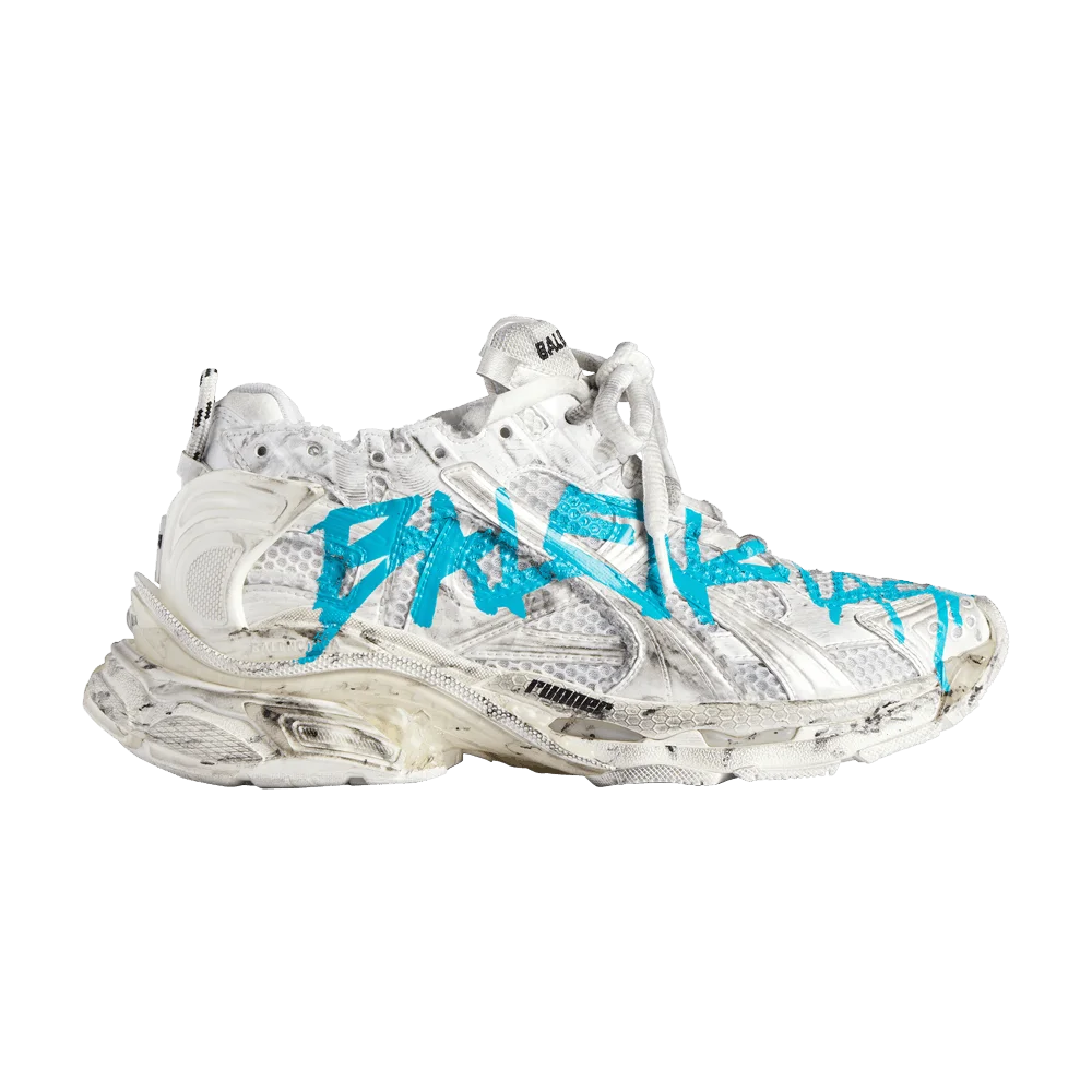 Кроссовки Balenciaga Wmns Runner Sneaker 'Graffiti - White Blue'