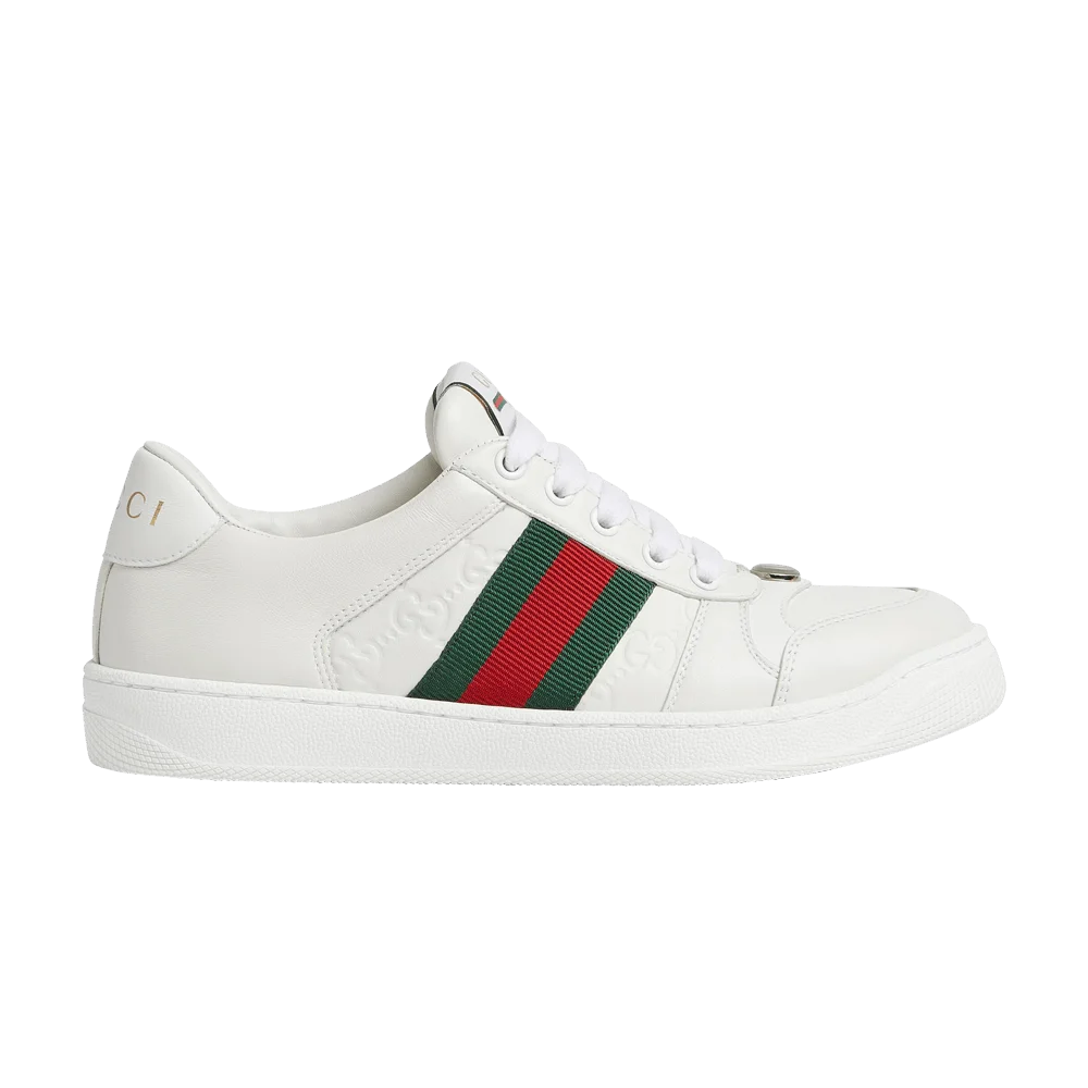 Кроссовки Gucci Wmns Screener 'GG Embossed - White Green Red'