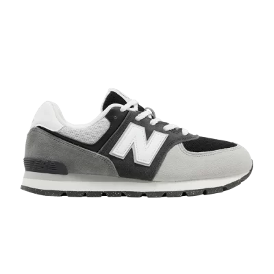 New Balance 574 Big Kid Wide 'Blacktop White'