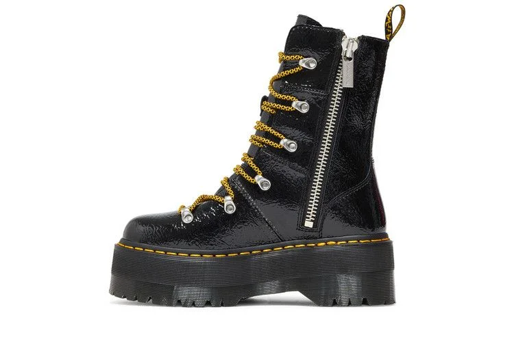 Dr. Martens Wmns Ghilana Max Distressed Patent Leather Platform Boot 'Black'