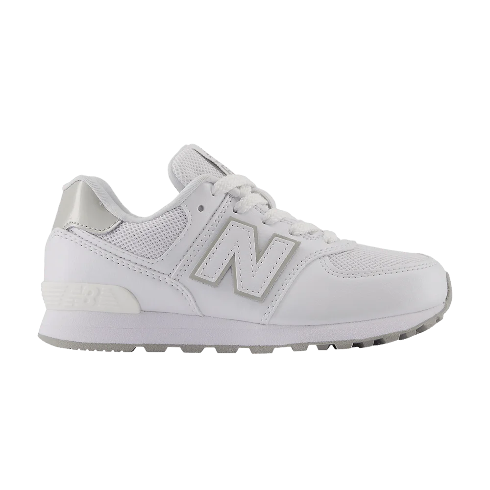 Кроссовки New Balance 574 Little Kid Wide 'White Silver Metallic'