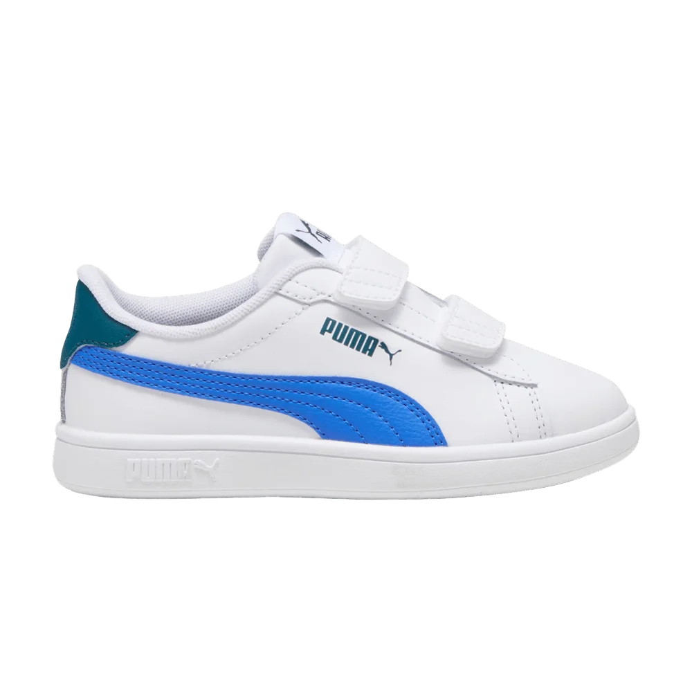 Кроссовки Puma Smash 3.0 Leather Velcro Little Kid 'White Hyperlink Blue Green'