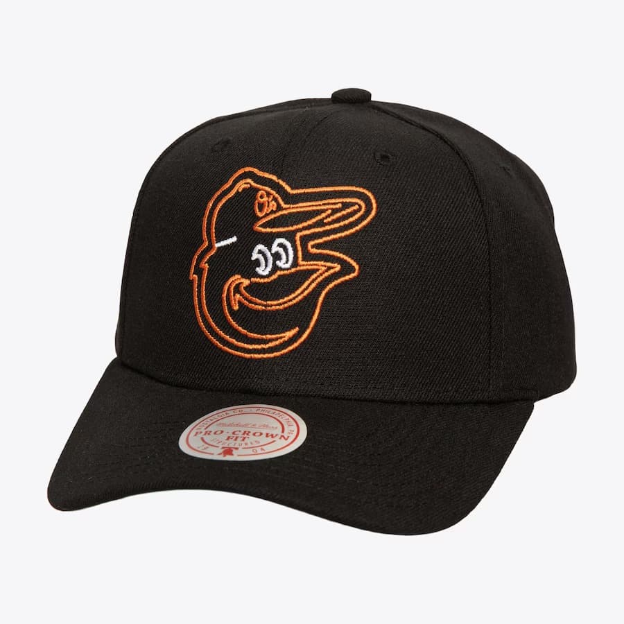 bejsbolka-mitchell-ness-black-baltimore-orioles-neon-logo-pro-crown-snapback-hat