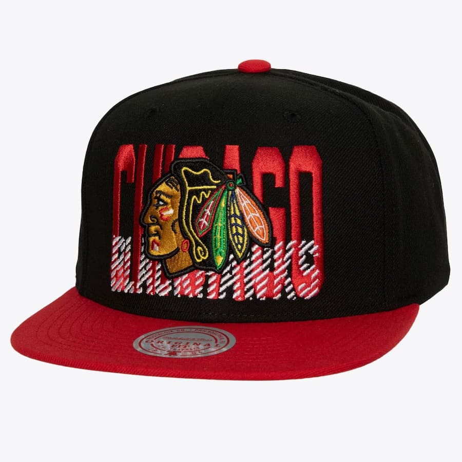 bejsbolka-mitchell-ness-black-chicago-blackhawks-cross-check-snapback-hat