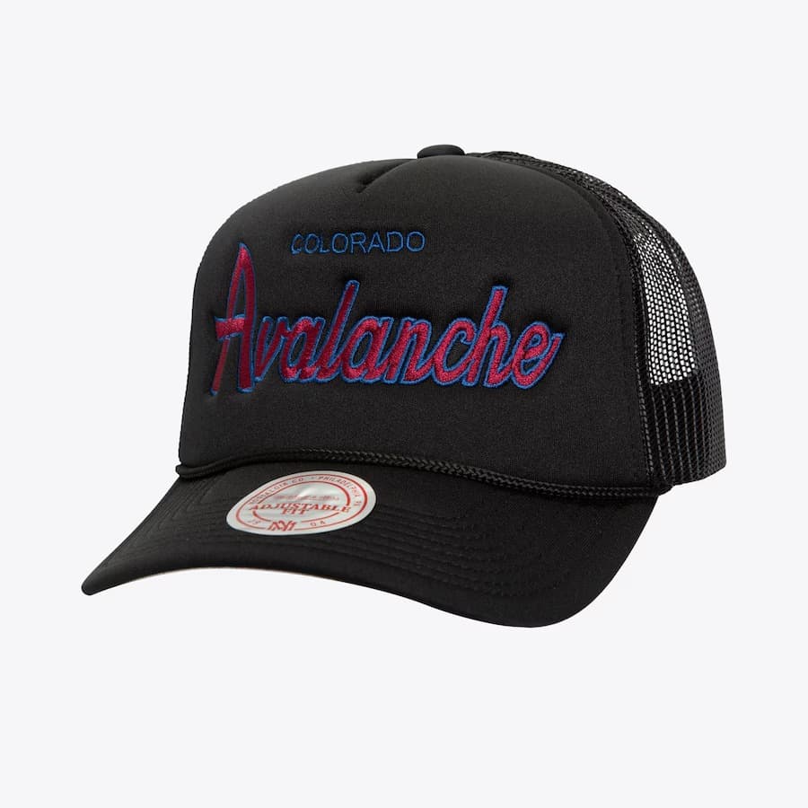 bejsbolka-mitchell-ness-black-colorado-avalanche-script-trucker-adjustable-hat