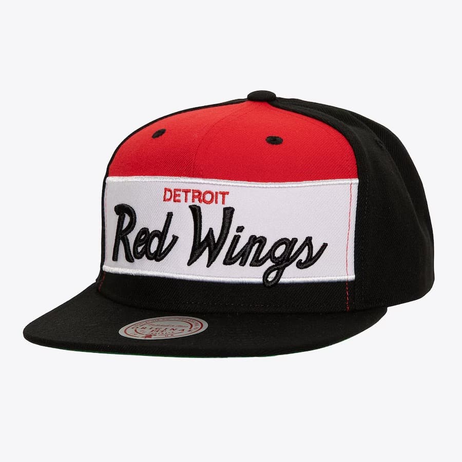 Mitchell Ness Black Detroit Red Wings Retro Sport Vintage Snapback Hat