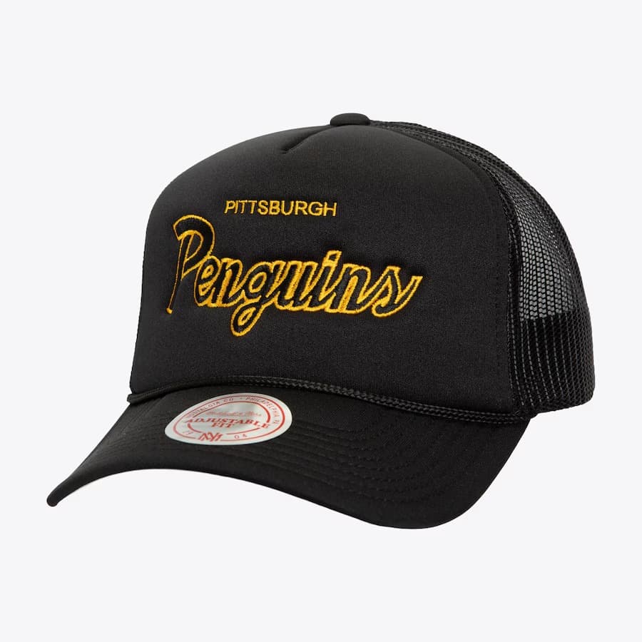 bejsbolka-mitchell-ness-black-pittsburgh-penguins-script-trucker-adjustable-hat