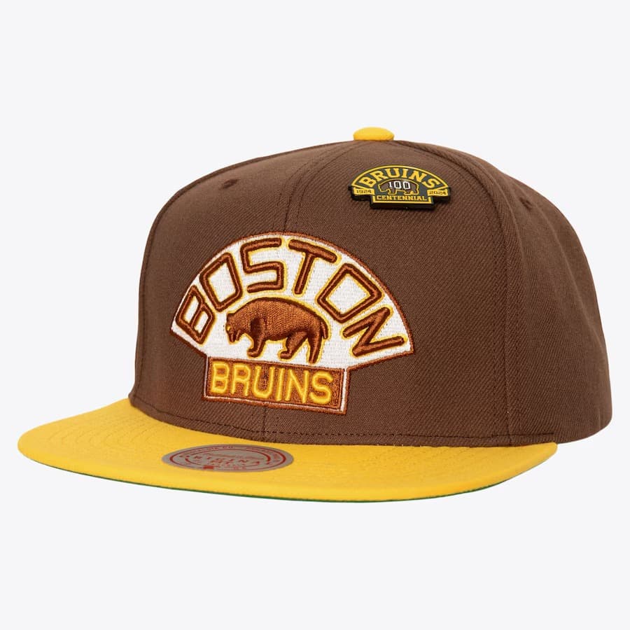 bejsbolka-mitchell-ness-brown-boston-bruins-60th-anniversary-snapback-hat