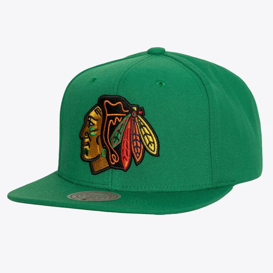 bejsbolka-mitchell-ness-green-chicago-blackhawks-alternate-flip-snapback-hat