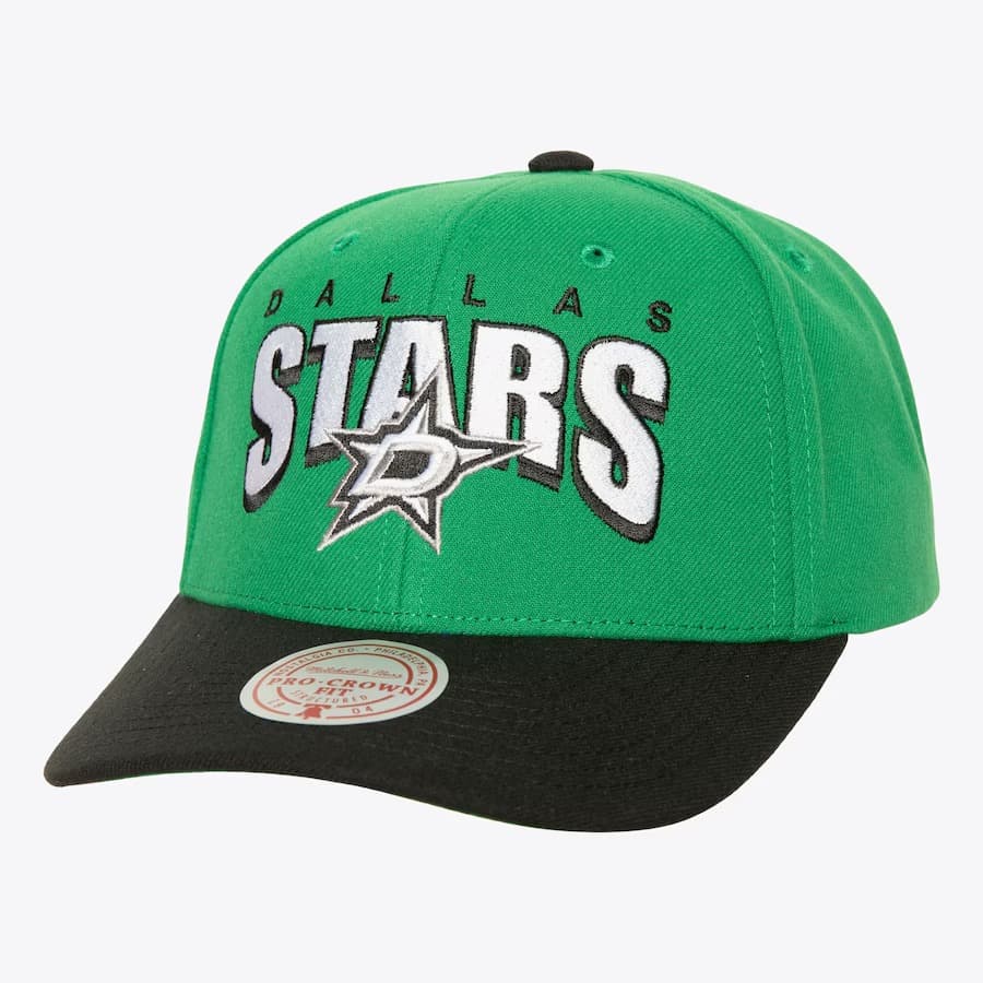 bejsbolka-mitchell-ness-green-dallas-stars-boom-text-pro-snapback-hat