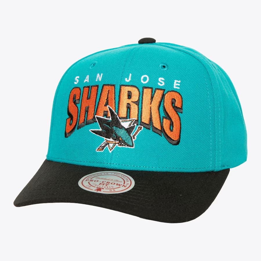 bejsbolka-mitchell-ness-teal-san-jose-sharks-boom-text-pro-snapback-hat