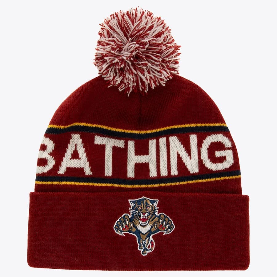 shapka-mitchell-ness-x-bape-red-florida-panthers-cuffed-knit-pom-hat