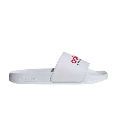 adidas Adilette Shower Slide 'White Better Scarlet'