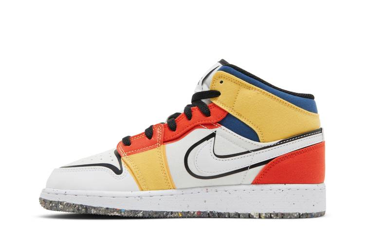 Кроссовки Air Jordan 1 Mid SE GS 'Multi-Color Canvas'