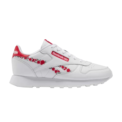 Reebok Classic Leather Big Kid 'Flower Crowns - White Vector Red'