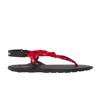 Miu Miu Wmns Riviere Cord Leather Sandal 'Red'