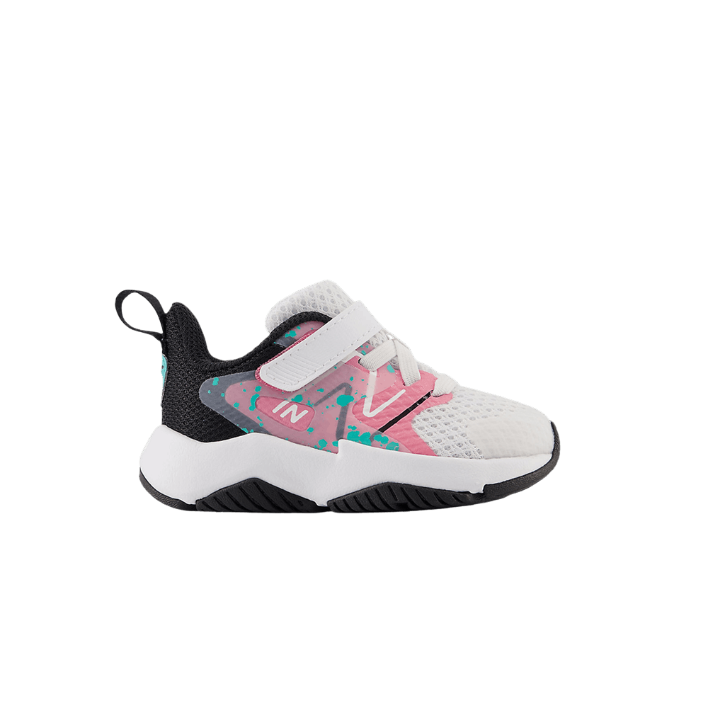 Кроссовки New Balance Rave Run v2 Bungee Lace Top Strap Toddler 'White Real Pink Paint Splatter'