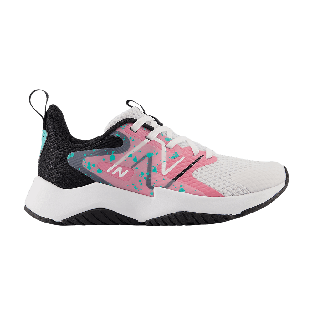Кроссовки New Balance Rave Run v2 Little Kid 'White Real Pink Paint Splatter'