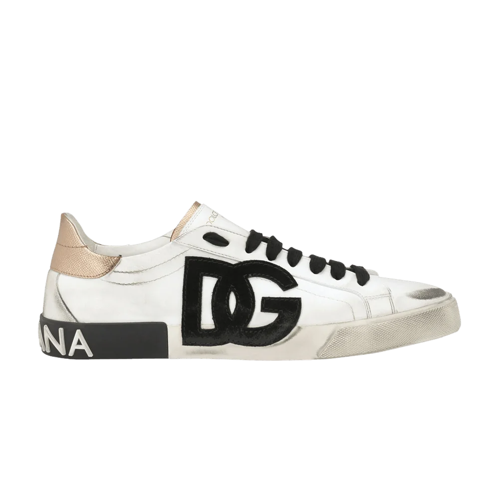 Кроссовки Dolce & Gabbana Portofino Vintage 'DG Logo Print - White Gold'