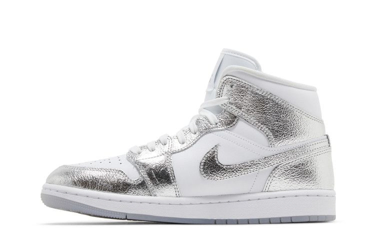 Кроссовки Wmns Air Jordan 1 Mid SE 'Metallic Silver'