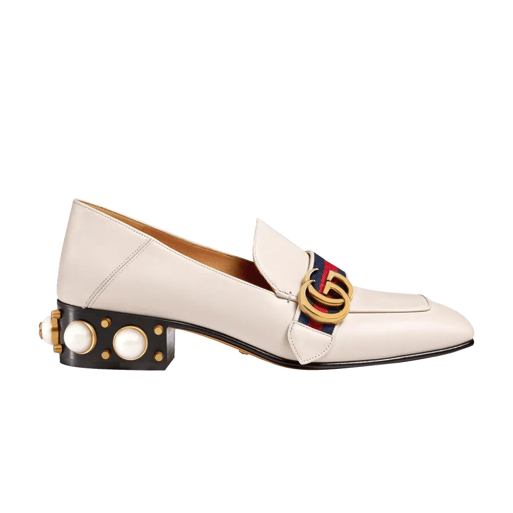 Кроссовки Gucci Wmns Leather Mid-Heel Loafer 'White Blue Red'