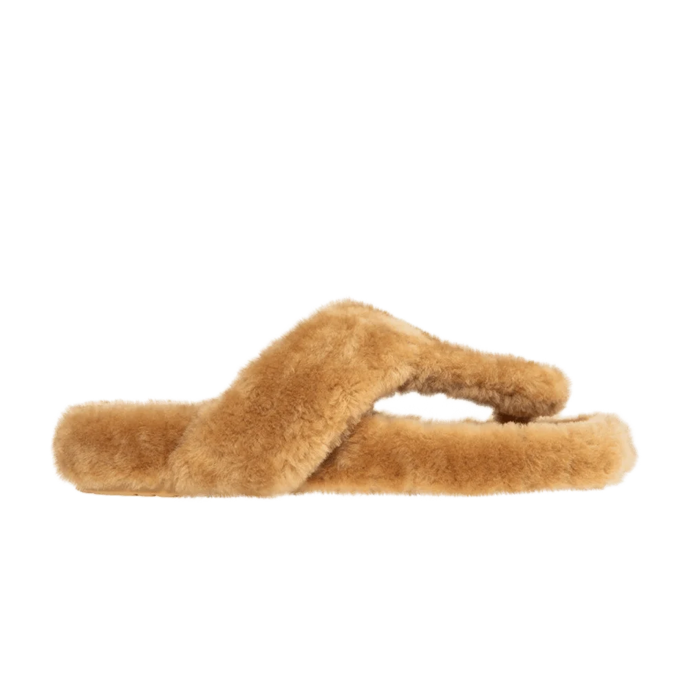 Loewe Wmns Ease Toe Post Slippers 'Shearling - Medium Concealer'
