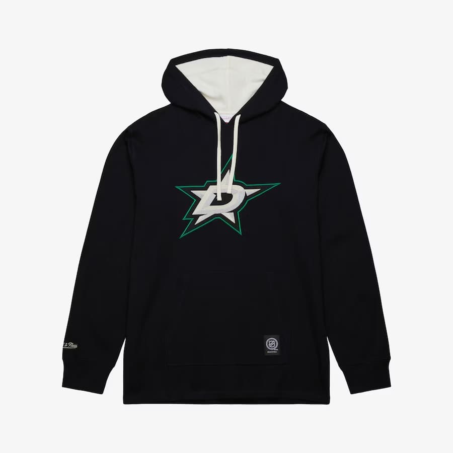 hudi-mitchell-ness-black-dallas-stars-thermal-lightweight-pullover-hoodie