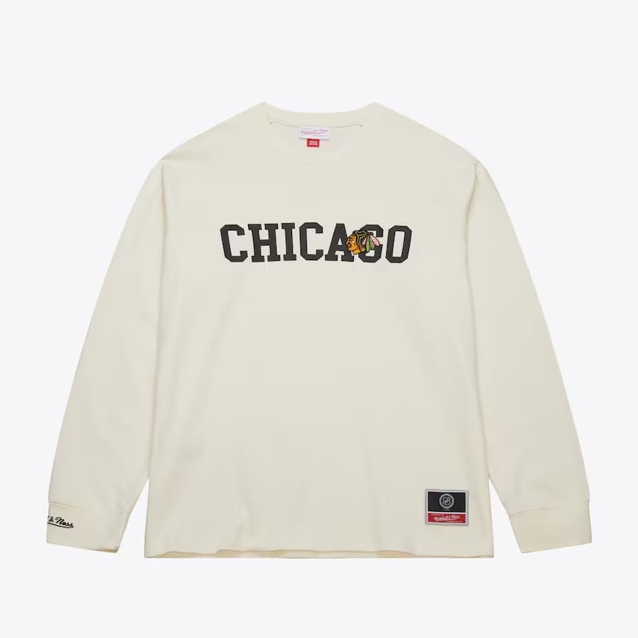 longsliv-mitchell-ness-cream-chicago-blackhawks-sswagger-thermal-long-sleeve-t-shirt