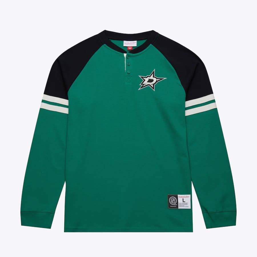 longsliv-mitchell-ness-kelly-green-dallas-stars-thermal-henley-top