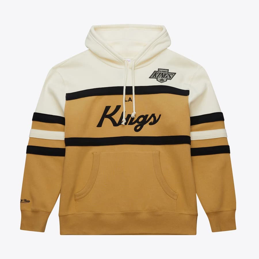 hudi-mitchell-ness-tan-los-angeles-kings-head-coach-fleece-pullover-hoodie