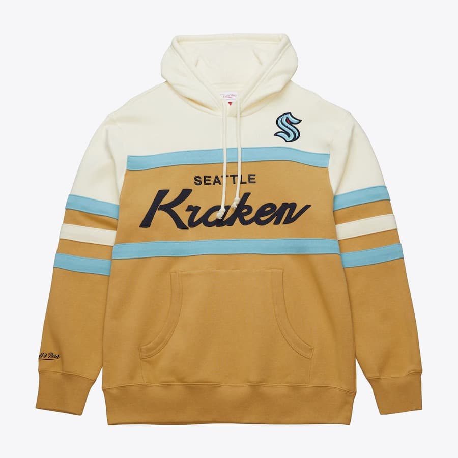 hudi-mitchell-ness-tan-seattle-kraken-head-coach-fleece-pullover-hoodie