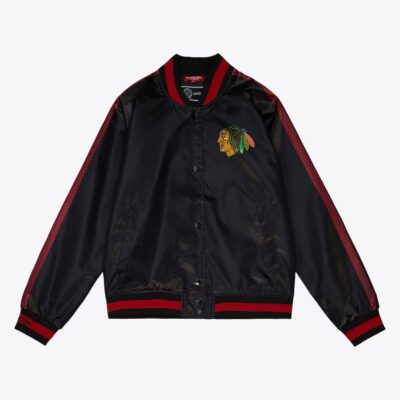 Mitchell & Ness Women's Black Chicago Blackhawks Raglan Satin Full-Snap Jacket