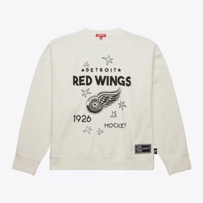 Mitchell & Ness Women's Cream Detroit Red Wings Logo Lightweight 3.0 Fleece Pullover Sweatshirt