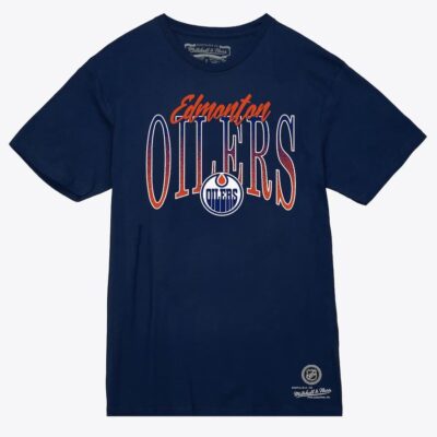 Mitchell & Ness Women's Navy Edmonton Oilers Hip Check T-Shirt