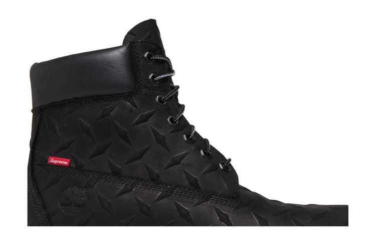Supreme x Timberland 6 Inch Premium Waterproof Boot 'Embossed Diamond Plate - Black'