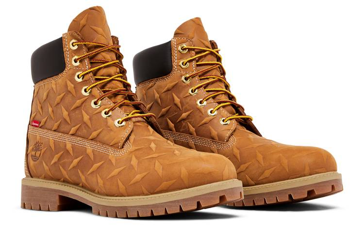 Timberland Supreme x 6 Inch Premium Waterproof Boot Embossed Diamond Plate Wheat TB0A6DD4 231