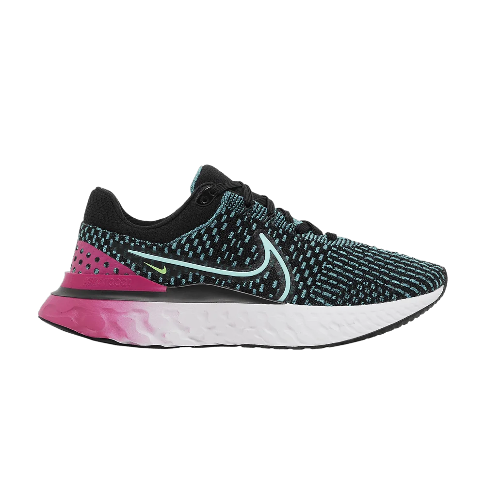 Кроссовки Nike Wmns React Infinity Run Flyknit 3 'Black Pink Prime Dynamic Turquoise'