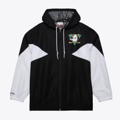 Mitchell & Ness Black Anaheim Ducks Vintage Logo Ultimate Lightweight Full-Zip Windbreaker Jacket