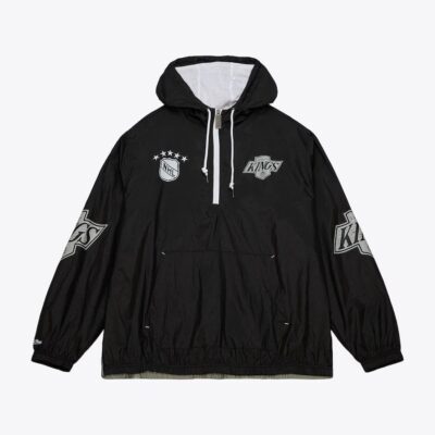 Mitchell & Ness Black Los Angeles Kings Team 2.0 Anorak Quarter-Zip Windbreaker Jacket