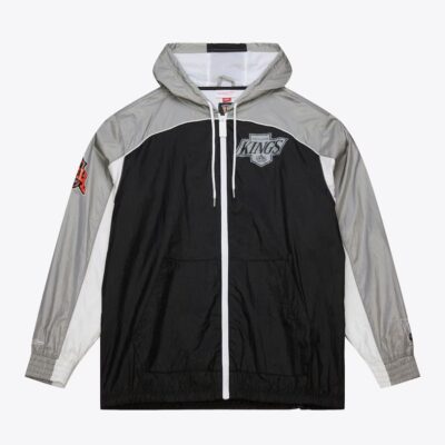 Mitchell & Ness Black Los Angeles Kings Vintage Logo Big Shot Premium Windbreaker Full-Zip Jacket