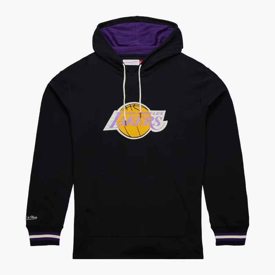 Mitchell Ness Black Los Angeles Lakers Legendary Slub Vintage Logo Pullover Hoodie