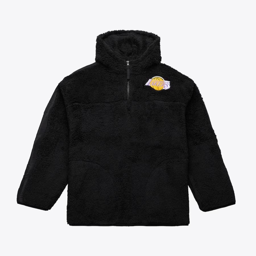 hudi-mitchell-ness-black-los-angeles-lakers-polar-fleece-quarter-zip-pullover-hoodie