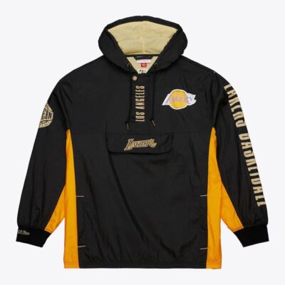 Mitchell & Ness Black Los Angeles Lakers Team OG 2.0 Vintage Logo Anorak Quarter-Zip Hoodie Windbreaker Jacket