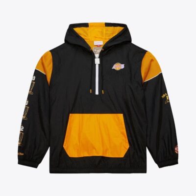 Mitchell & Ness Black Los Angeles Lakers Team OG 3.0 Anorak Quarter-Zip Jacket