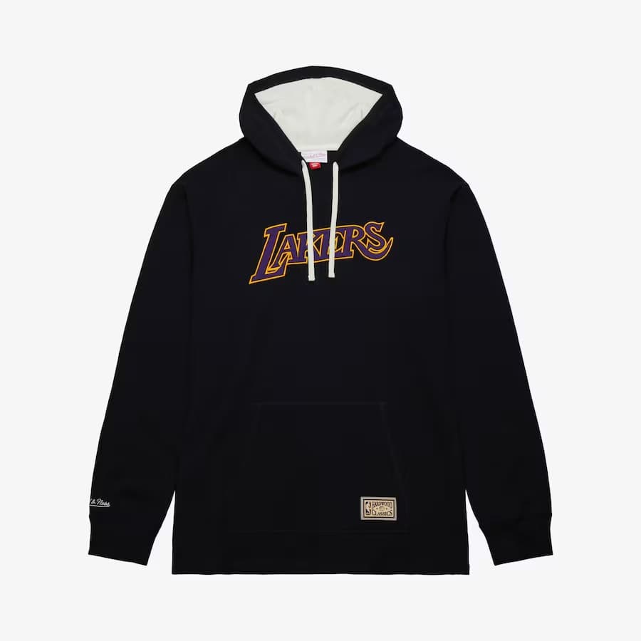 hudi-mitchell-ness-black-los-angeles-lakers-vintage-logo-thermal-lightweight-pullover-hoodie